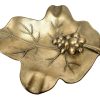 Vintage French Brass Small Grape Vine Leaf Dish Plate Catch-All Ornament Decorative circa 1960-70's