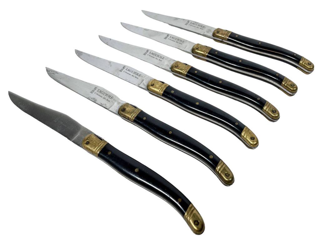 Vintage Laguiole The Man Of The Woods French Steak Knifes Boxed Set of 6 Cutlery L’Homme des Bois