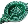 Vintage French Green Ceramic Ecole Application Infanterie Ashtray Smoking Cigarette Tobacciana Cafe Bar circa 1980-1990's