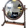 Antique English Barley Twist Dressing Table Hallway Mirror Rotating Circular DAMAGED REPAIRED circa 1910-20's