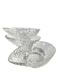 Vintage French Advocado Shaped Serving Pudding Glass Dish Bowl Set Of Three Bowls circa 1980-90’s 3