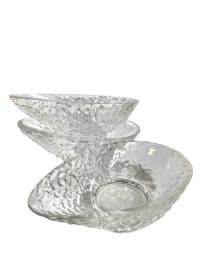 Vintage French Advocado Shaped Serving Pudding Glass Dish Bowl Set Of Three Bowls circa 1980-90's