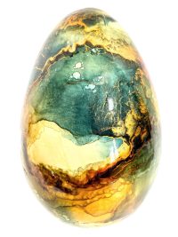 Vintage French Painted Glazed Large Egg Ornament circa 1970-80's