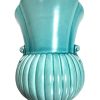 Vintage English Crown Devon Aqua Blue Ceramic Vase Storage Pot Vase Urn Display Wall Mounted circa 1950-60's