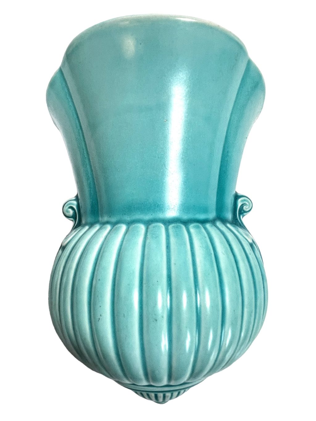 Vintage English Crown Devon Aqua Blue Ceramic Vase Storage Pot Vase Urn Display Wall Mounted circa 1950-60’s