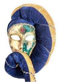 Vintage Italian Venetian Venice Carnival Mask Bust Wall Display Resin Fabric Ornament Figurine Decor Decoration circa 1980’s 3