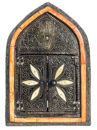 Vintage Moroccan Wall Hanging Mirror Brass Copper Silver Metal Glass One-Off Hand Made Decorative Cloakroom c1970-80’s