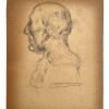 Vintage French Pencil Drawing Sketch Study Crocky Portrait On Paper Life Model Older Man Seated Lady Art c1950-60's