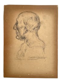 Vintage French Pencil Drawing Sketch Study Crocky Portrait On Paper Life Model Older Man Seated Lady Art c1950-60's
