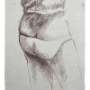 Vintage French Pencil Drawing Sketch Study Crocky Portrait On Paper Life Model Nude Woman Art c1960-70's