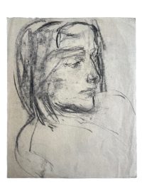 Vintage French Pencil Drawing Sketch Study Crocky Portrait On Paper Life Model Woman Female Art c1960-70’s