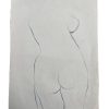 Vintage French Pencil Drawing Sketch Study Crocky Portrait On Paper Life Model Nude Female Art c1960-70's