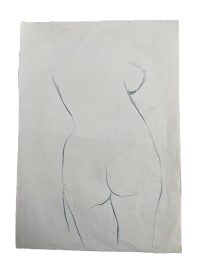 Vintage French Pencil Drawing Sketch Study Crocky Portrait On Paper Life Model Nude Female Art c1960-70's