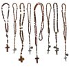Vintage French Rosary Crucifix Necklace Wooden Beads Lourdes Souvenir Collectio Job Lot circa 1970-80's