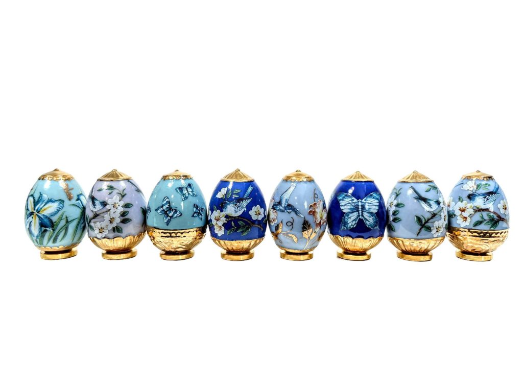 Vintage Ceramic Tiny Small Ceramic Decorated Egg Decorative Ornaments x 8 Collection Job Lot c1980-90’s