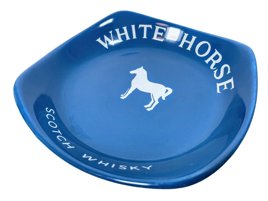 Vintage English Wade White Horse Scotch Whisky Ashtray Smoking Cigarette Tobacciana Cafe Bar circa 1980-1990’s