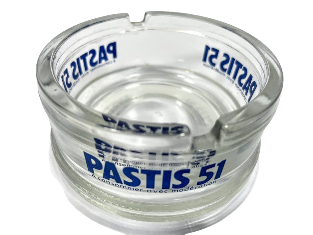 Vintage French Glass Pastis 51 Ashtray Smoking Cigarette Tobacciana Cafe Bar circa 1980-1990's