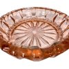 Vintage French Glass Salmon Pink Ashtray Smoking Cigarette Tobacciana Cafe Bar circa 1970-1980's