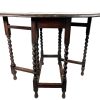Antique English Barley Twist Pillared Folding Double Leaf Large Occasional Table WORN & Needing A Little Attention c1910-20's