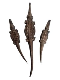 Vintage African Crocodile Wooden Statue Figurines Primitive Sculpture Croc Carving Tribal Art Decor c1960-70's