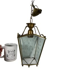 Vintage French Etched Glass Metal Carriage Indoor Hanging Lamp Shade Lampshade Lighting circa 1960-70’s 4