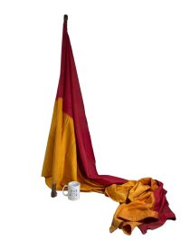 Alternative view of Vintage French Extra Large Flag Yellow Red Safe Swimming Zone Seaside Decor Display c1960-70's