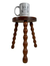 Alternative view of Vintage Stool Bobbin Leg French Milking Stool Kitchen Table Farm Round Shaped Seat Plant Rest Stand Plinth Rustic Tabouret c1960-70's