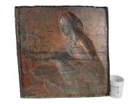 Alternative view of Vintage African Hand Beaten Signed Kitsba Repousse Metal Decorative Wall Hanging Plaque Ornament Figurine Sculpture Tribal Art c1980's