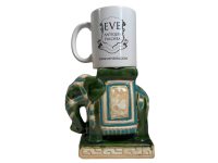 Alternative view of Vintage Chinese Small Elephant Green Blue Brown Ceramic Display c1970-80's