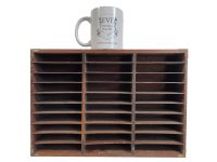 Alternative view of Vintage French Wooden Standing Or Wall Mounted Small Card Shelf Case Unit Holder Filing Cabinet Storage Rack circa 1960-70s