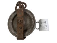 Alternative view of Vintage French Large Well Barn Pulley Wheel industrial agricultural tool historical farm machinary circa 1950-60's