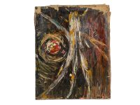 Alternative view of Vintage French Abstract Thickly Textured Oil Painting "Thunder" On Canvas Damaged circa 1930's