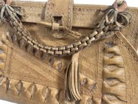 Alternative view of Vintage Moroccan Embossed Leather Handbag Carry Case Carrier Hard Accessories Hand Bag circa 1980-90's