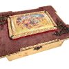 Antique French Fabric Covered Pin Cushion Sewing Wooden Coffret Storage Box Paperwork Valuables Jewellery Knick Knacks Case c1910-20's