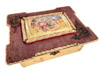 Antique French Fabric Covered Pin Cushion Sewing Wooden Coffret Storage Box Paperwork Valuables Jewellery Knick Knacks Case c1910-20's