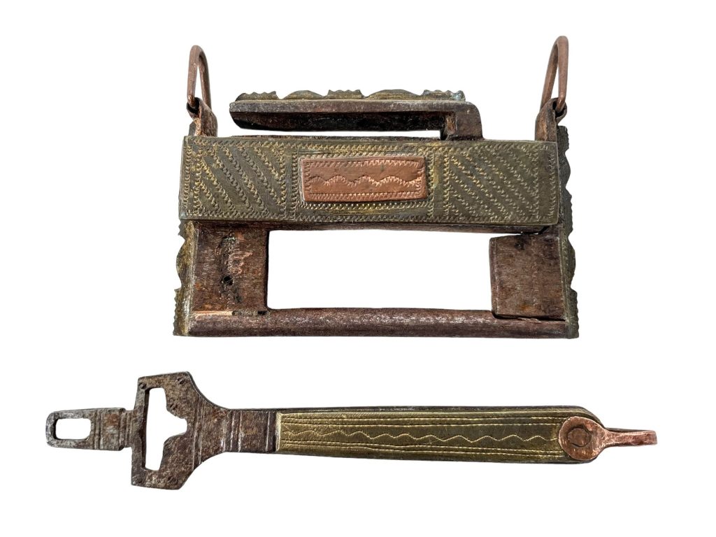 Vintage Moroccan Brass Metal Padlock Lock Decorative Saddle Furniture Hardware circa 1960-70’s