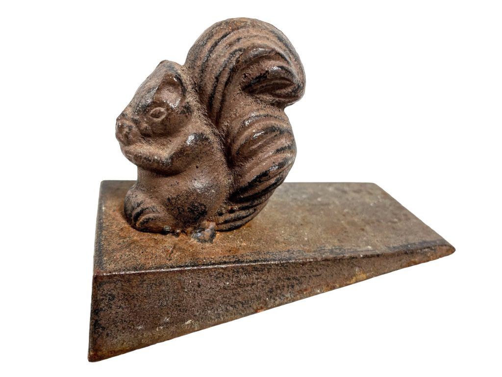 Vintage French Small Iron Squirrel Cast Iron Decorative Ornament Door Stop Stopper Wedge circa 1970-80’s