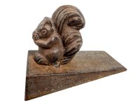 Vintage French Small Iron Squirrel Cast Iron Decorative Ornament Door Stop Stopper Wedge circa 1970-80's
