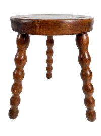 Vintage Stool Bobbin Leg French Milking Stool Kitchen Table Farm Round Shaped Seat Plant Rest Stand Plinth Rustic Tabouret c1960-70's