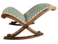 Vintage French Green Brown Rocking Wood Wooden Footstool Foot Stool Rest Footrest Desk Prop Display circa 1960-70's