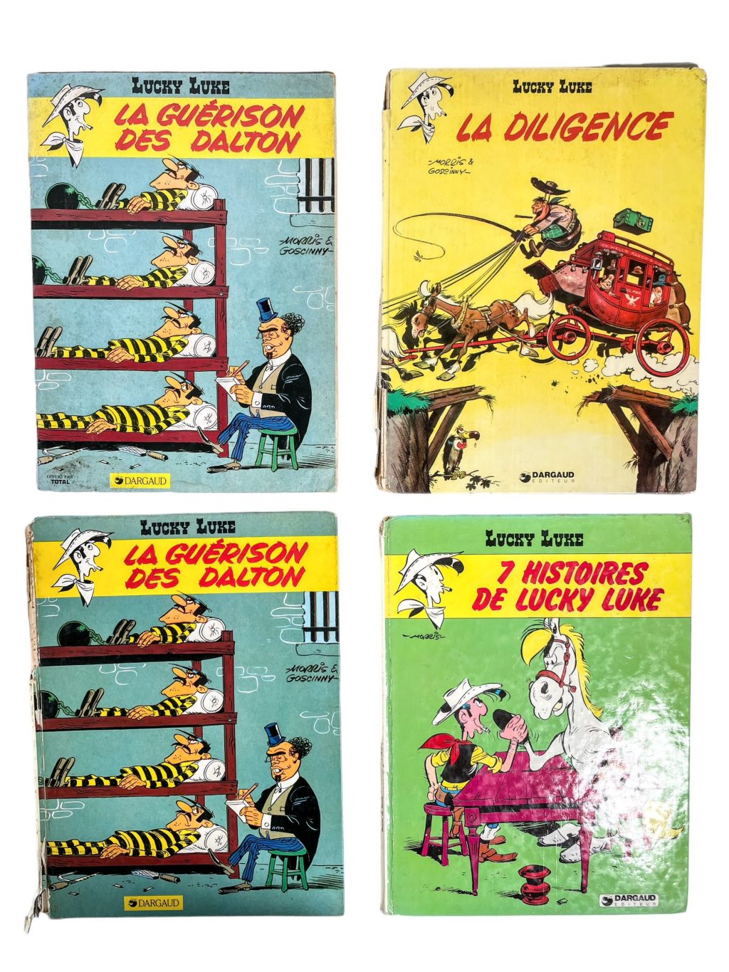 Vintage French Lucky Luke Comics Comic Book x4 Childrens Childs Kids Books Collection Book Memorabilia Collector Rare circa 1968-1983