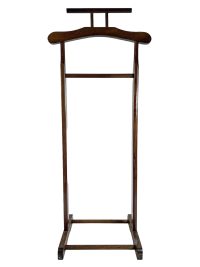 Vintage French Valet Butler Stand Wooden Clothes Hanger Suit Costume Bedroom Hotel Decor Storage Office 1980's