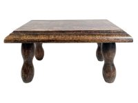 Vintage French Bench Stool Small Tiny Table Wooden Wood Chair Seat Side Stand Flower Pot Display Shelf Bobbin Leg Tabouret c1960-70's