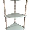 Vintage French Refurbished Pale Pink & Sage Green Wooden Stand Corner Shelf Display Wood Display Stand Plinth circa 1970-80's