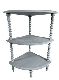 Vintage French Primed Grey Barley Twist Wooden Stand Corner Shelf Display Wood Display Stand Plinth circa 1930-40’s 7