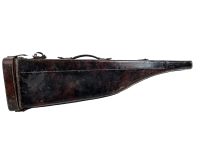 Vintage French Leather Leg Of Mutton Shotgun Gun Hard Case Carrier circa 1950-1960's of Europe