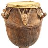 Vintage African Heavy Drum Beater Musical Instrument Drum Wooden Decor Carved Carving Sculpture Wood Tribal Art c1960-70's