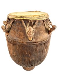 Vintage African Heavy Drum Beater Musical Instrument Drum Wooden Decor Carved Carving Sculpture Wood Tribal Art c1960-70's