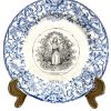 Antique French Blue And White Ceramic Conversation Plate Serving Dish Table Wall Decor c1860-80's