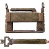 Vintage Moroccan Brass Metal Padlock Lock Decorative Saddle Furniture Hardware circa 1960-70's